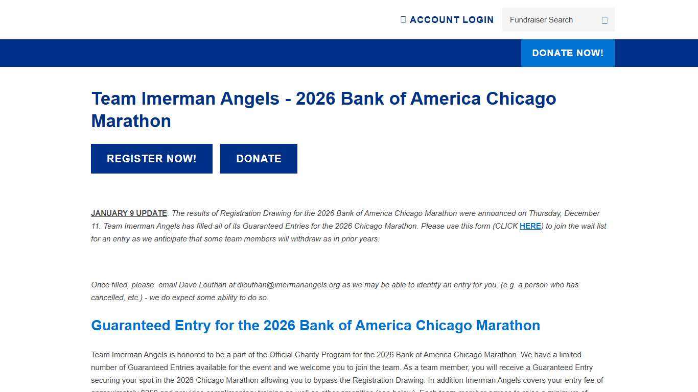 Team Imerman Angels: 2026 Bank of America Chicago Marathon